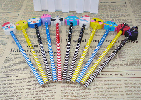 Colorful Pencils with Animal Eraser