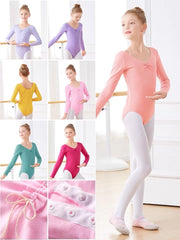 Yellow Long Sleeve Buttons Crotch Closure Leotard