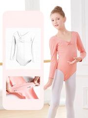 Lavender Long Sleeve Buttons Crotch Closure Leotard