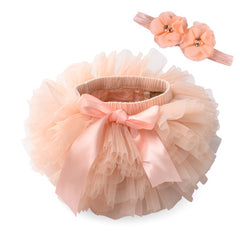 Baby Girls White Tutu Skirt with Flower Headband