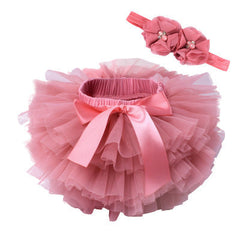 Baby Girls Gray Tutu Skirt with Flower Headband