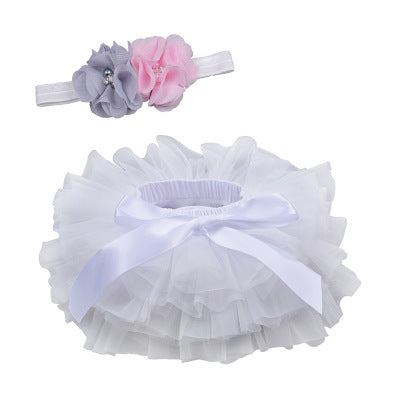 Baby Girls White Tutu Skirt with Flower Headband