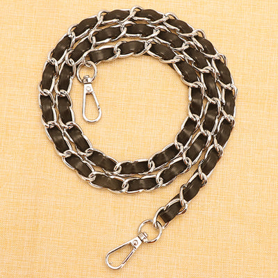 Leather & Metal Plating Chain in Silver