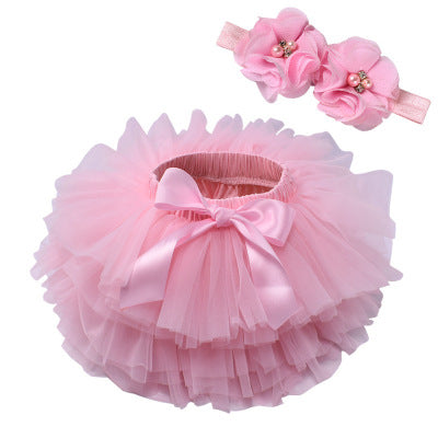 Baby Girls Pink Tutu Skirt with Flower Headband
