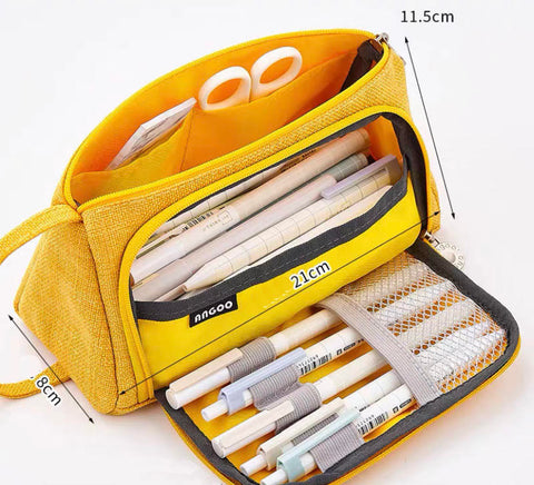 Kawii Large Yellow Pencil Case