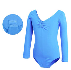 Turquoise Long Sleeve Buttons Crotch Closure Leotard